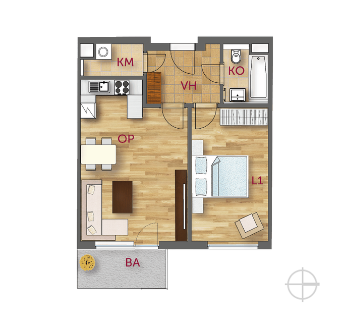 2+kk apartment layout