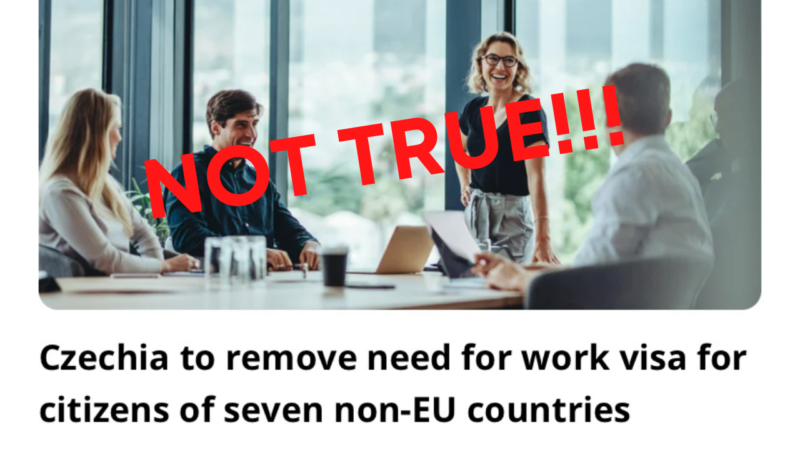 “Foreigners from nine countries will not need work permits in the Czech Republic” – MISLEADING and INCORRECT