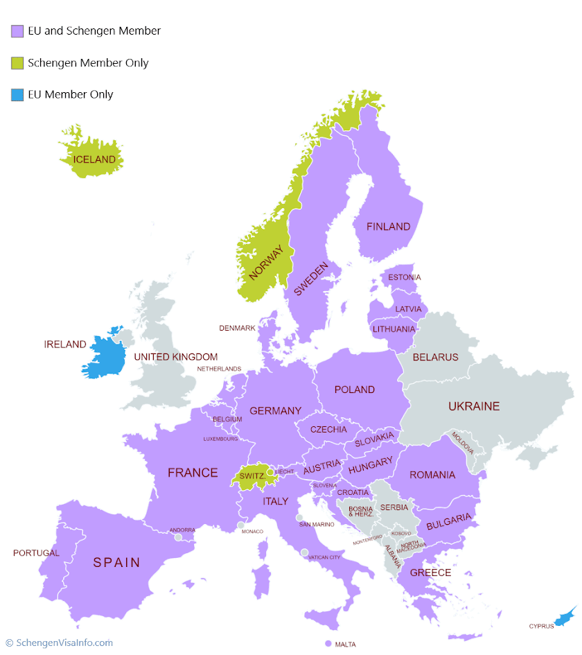 EU versus Schengen Countries